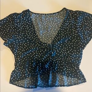 Tie front green crop top